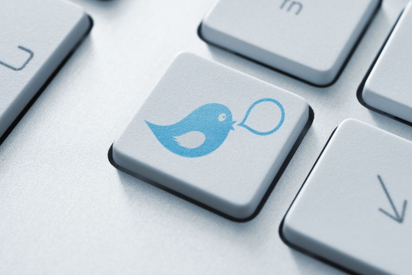 Twitter bird on keyboard