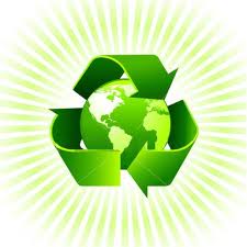 recycle sign around green globe